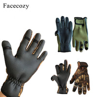 Facecozy Outdoor Winter Fishing Gloves Waterproof Mitten Three Fingers Cut Anti-slip Climbing Glove Hiking Camping Riding Gloves