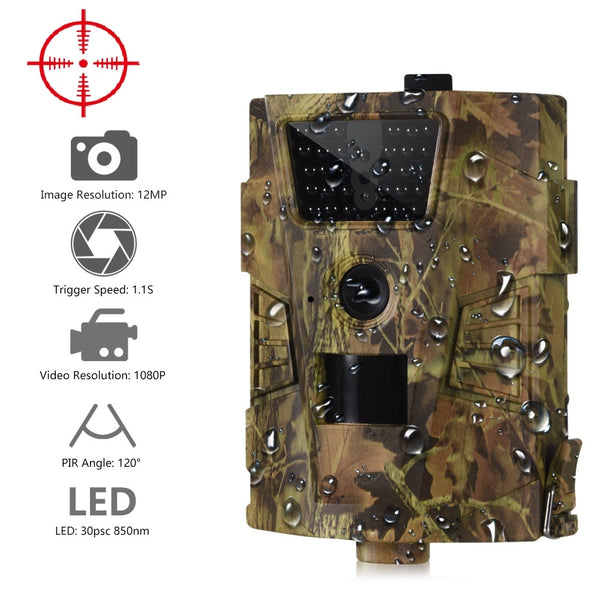 Suntekcam HT-001B Trail Camera 12MP 1080P 30pcs Infrared LEDs 850nm Hunting Camera IP54 Waterproof 120 Degree Angle Wild Camera